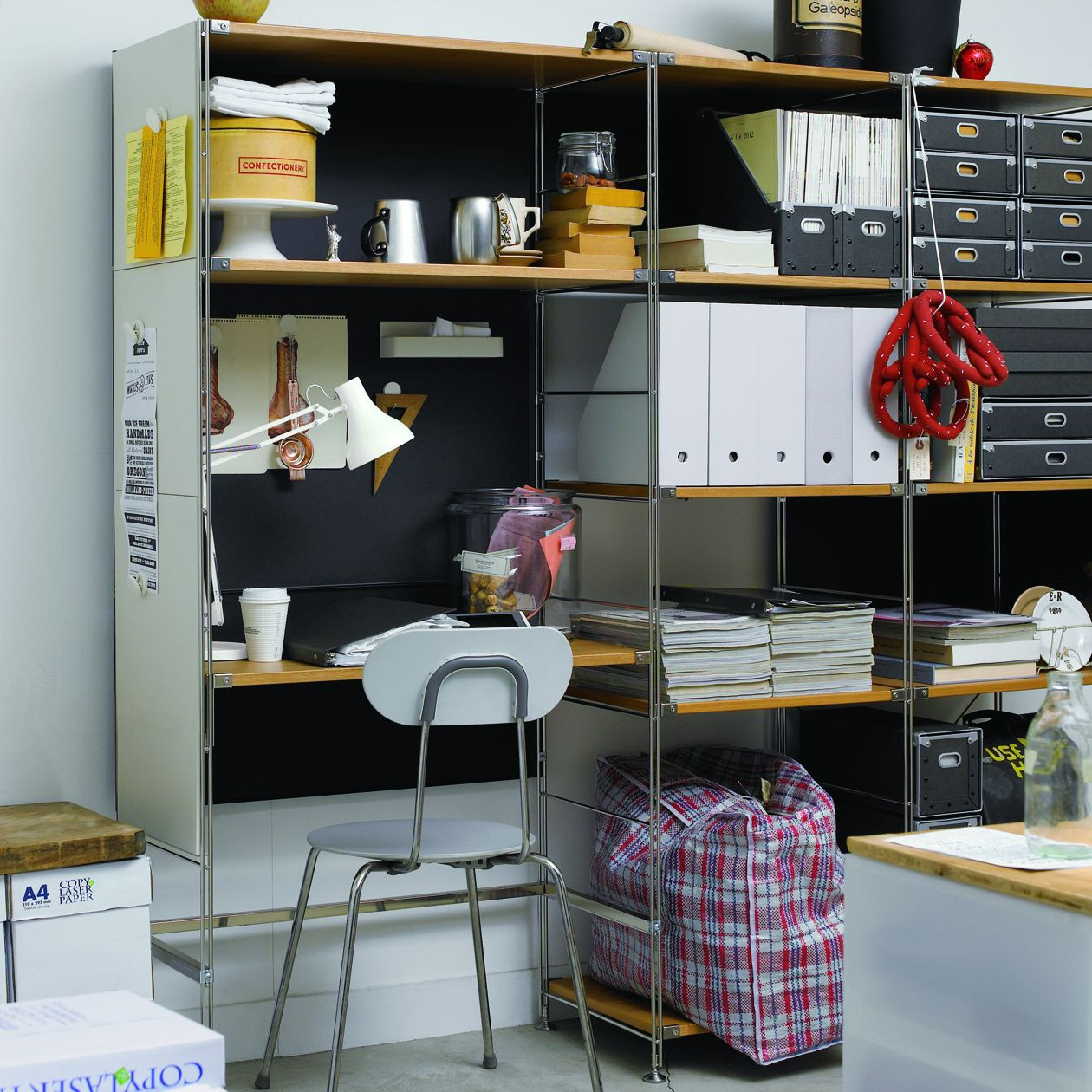Storage Unit Backing Stainless Steel Unit Back Panel ‐ 2 Compartment ‐ Dark Grey ‐ Wide | MUJI