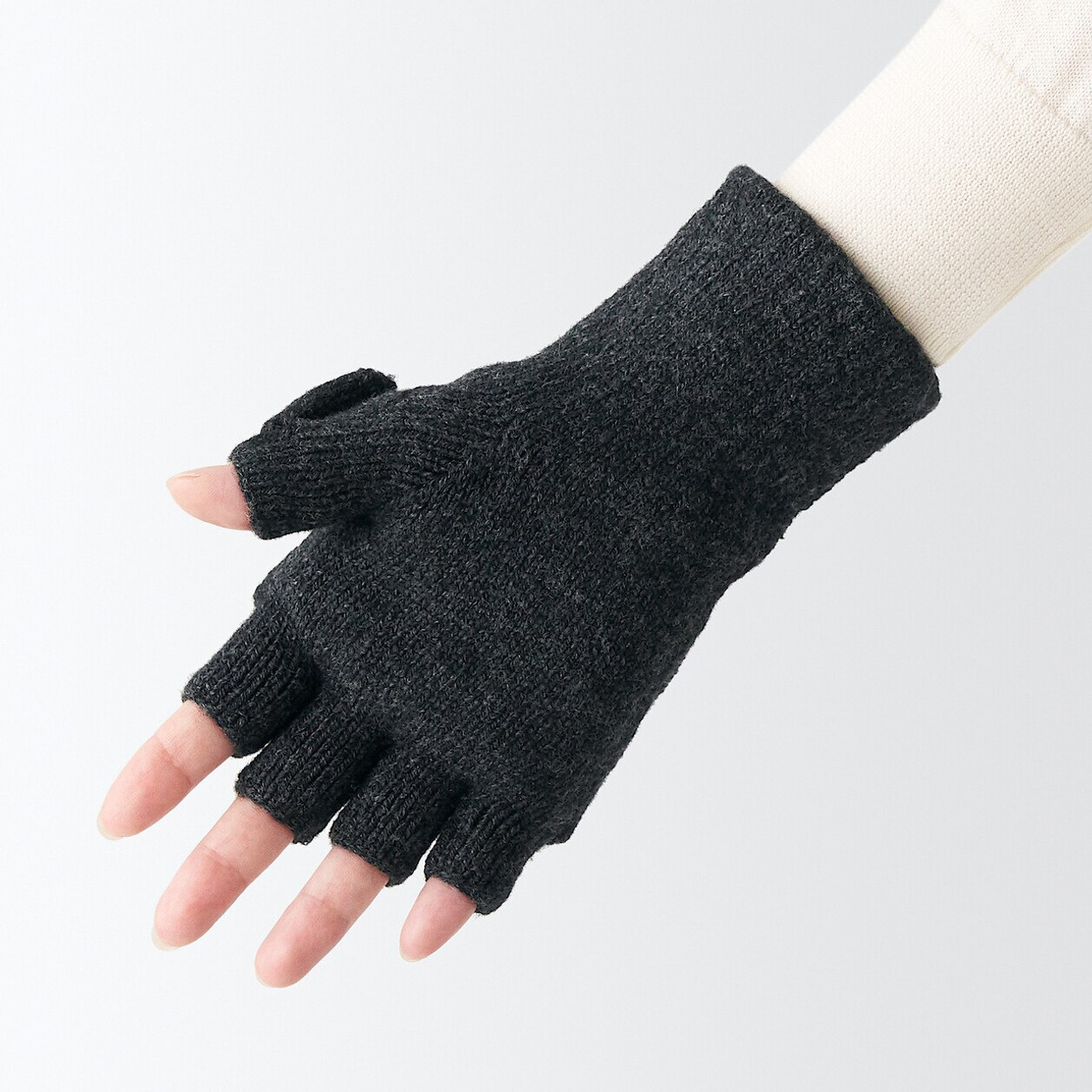 Wool Mix Fingerless Gloves | MUJI