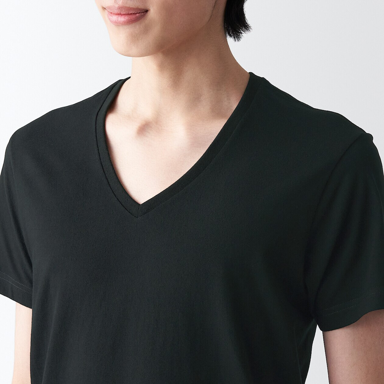 Men's Side Seamless Jersey V neck T‐Shirt 17336 MUJI