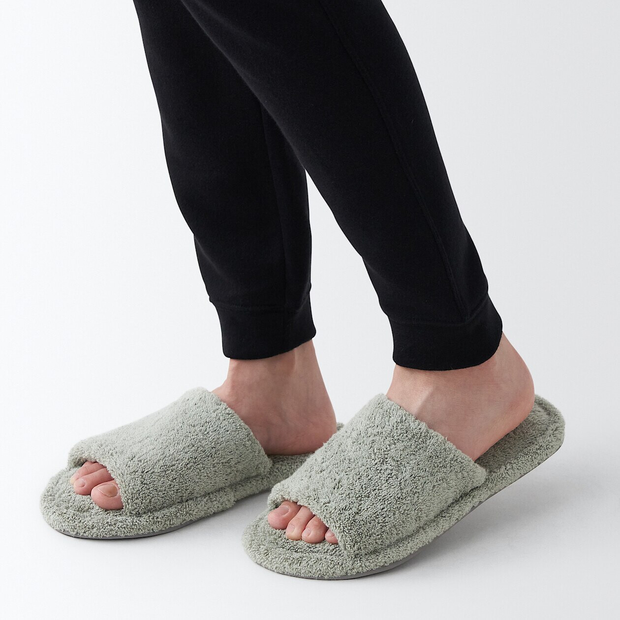 Cosy Cotton Open Toe Mule Slippers MUJI