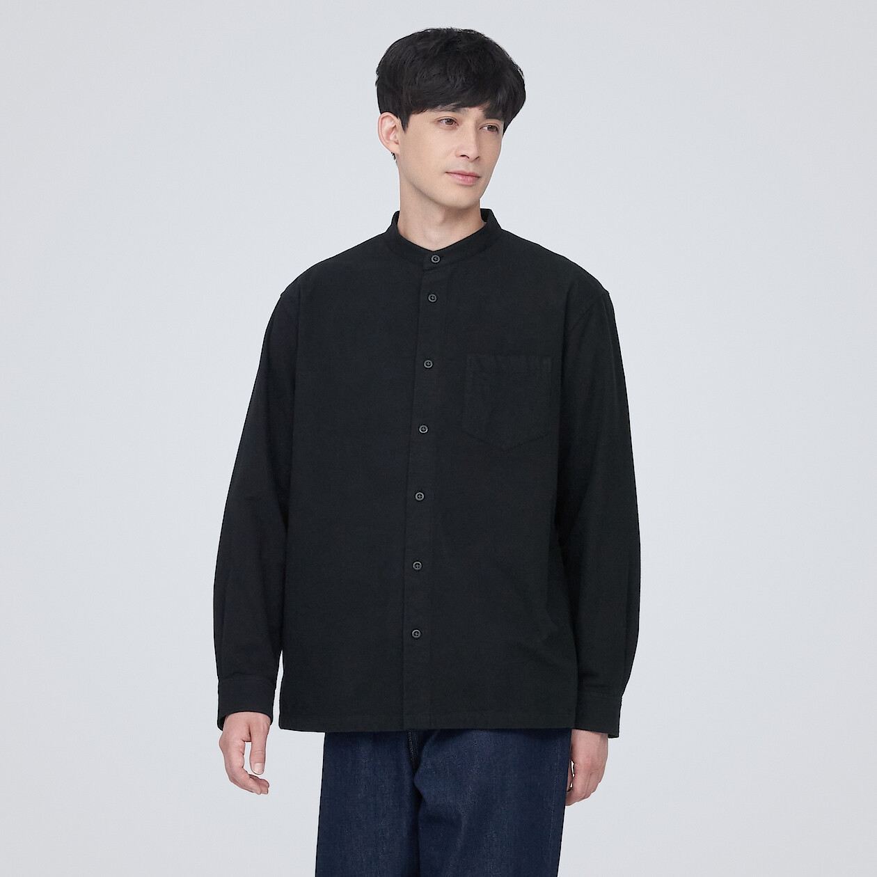 Men's Flannel Stand Collar Shirt | MUJI