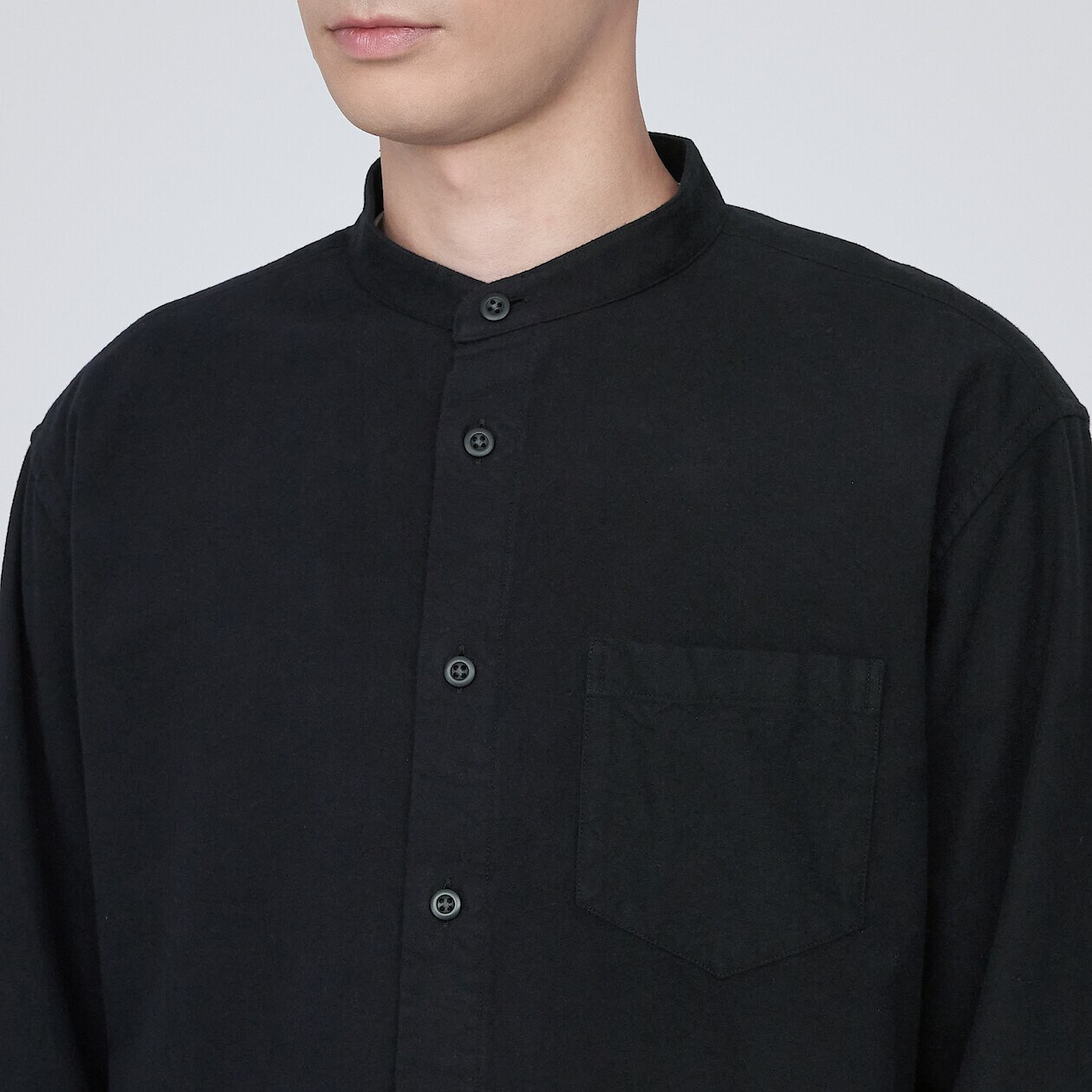 Men's Flannel Stand Collar Shirt | MUJI