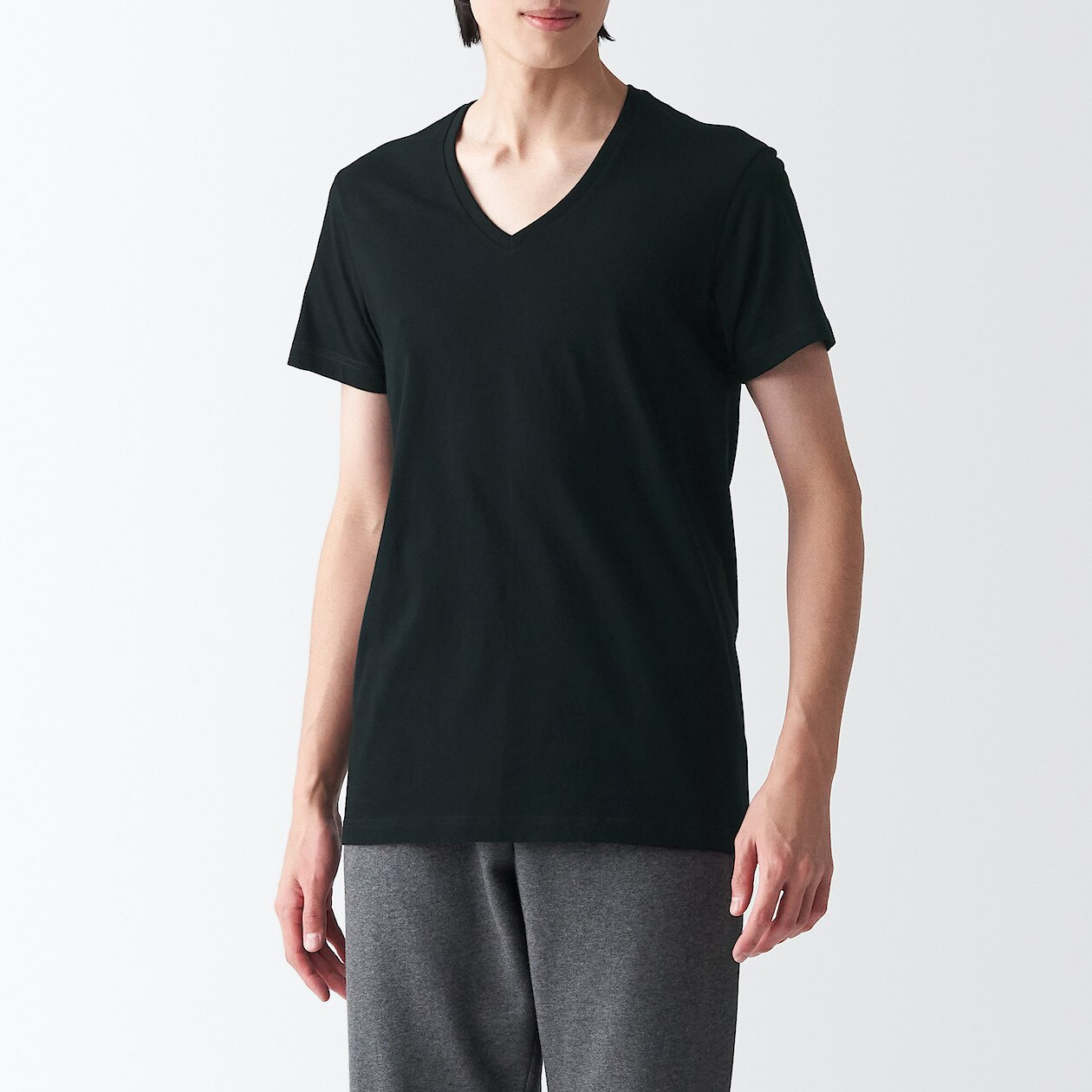 Men's Side Seamless Jersey V neck T‐shirt 18494 MUJI