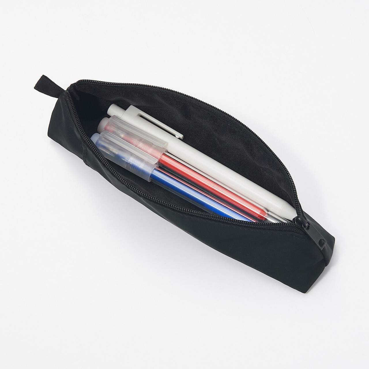 Polyester Pen case with pocket Black | MUJI