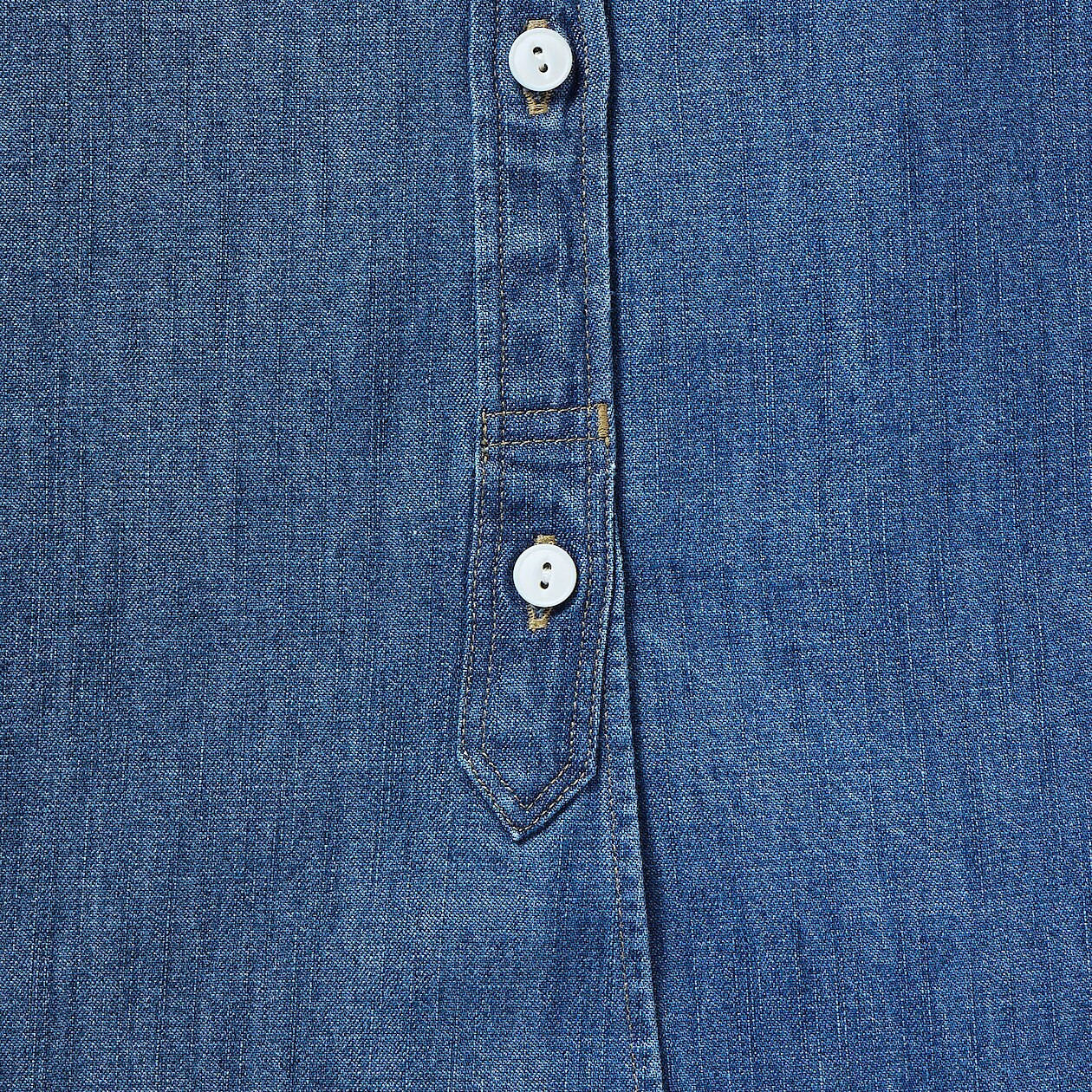 Women's Washed Denim Stand Collar Long Sleeve Shirt | MUJI