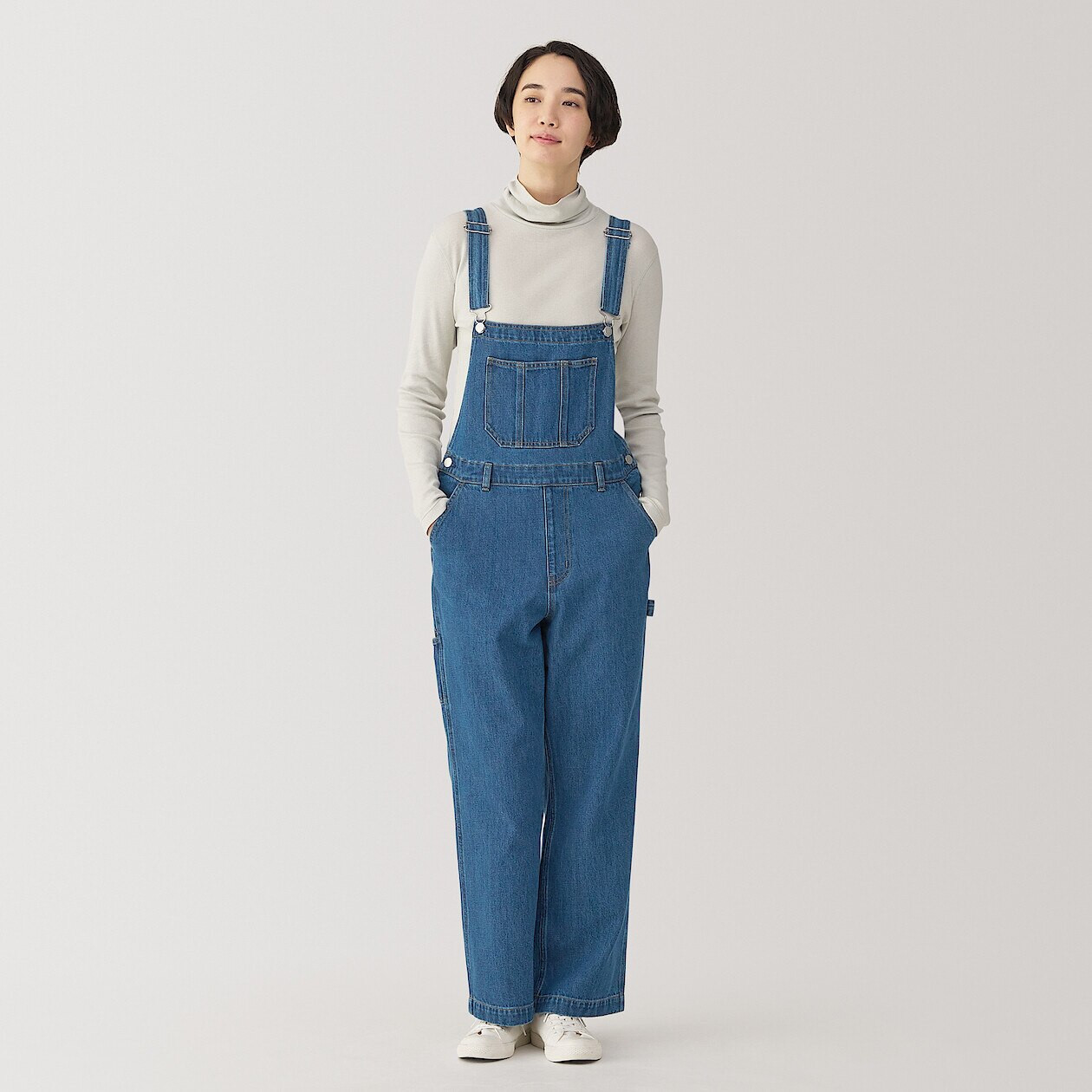 Women's Kapok Blend Denim Dungarees. | MUJI