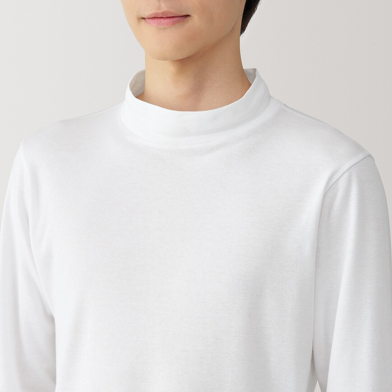 Men's Thick Cotton Mock Neck Long Sleeve T‐shirt MUJI