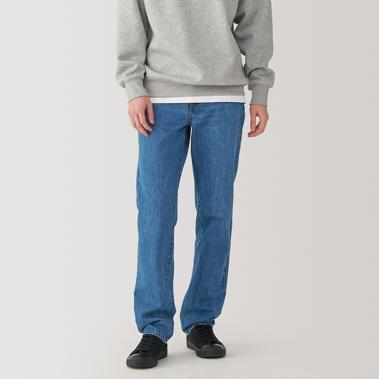 【BOK PLACE】Raw Banding Span Straight Denim Pants Men's Kapok Blend Straight Leg Jeans. | MUJI