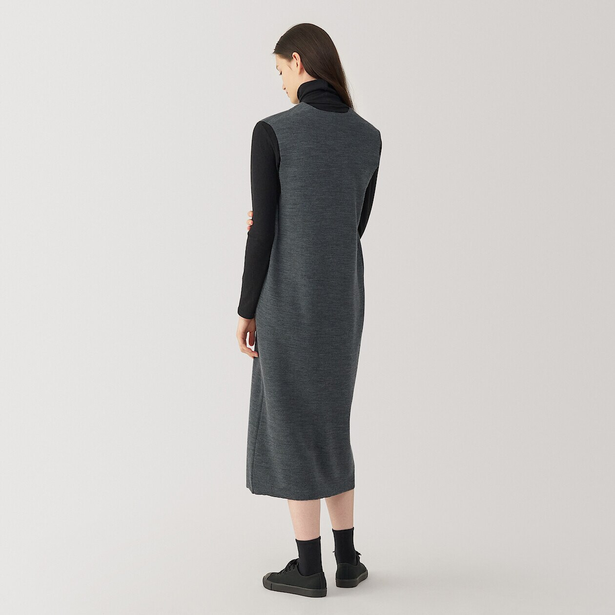 double layer knit dress Sleeveless Double Layer Multiwear Mini Dress With Sleeves In Stone Ribbed Knit | EGO US