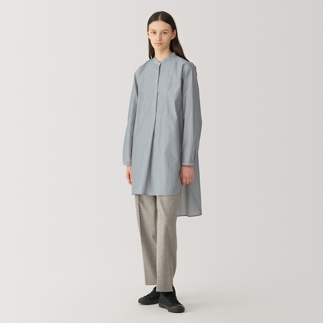 Women's Silk Blend Tunic‐ Stripe | MUJI
