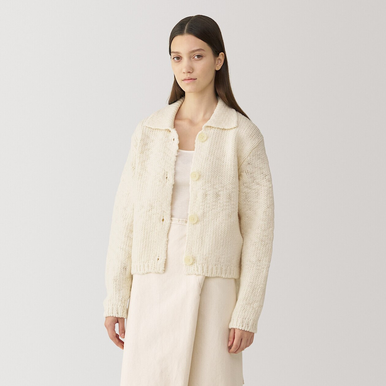 Women's Wool Low Gauge Knit Cardigan | MUJI