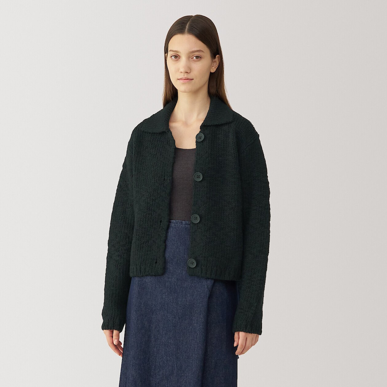 Women's Wool Low Gauge Knit Cardigan | MUJI