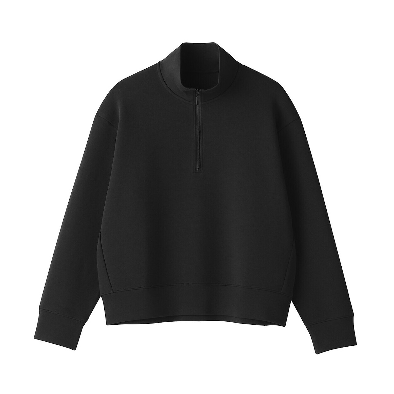 【大注目】 Half‐Zip Double‐Knitted Blend Cotton Women's Sweatshirt MUJI | トップス