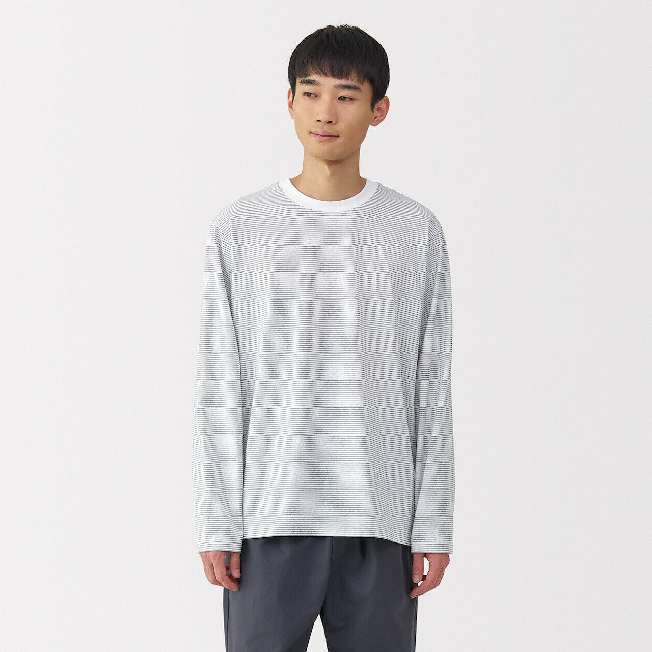 Men's Jersey Stripe Long Sleeve T‐shirt | MUJI