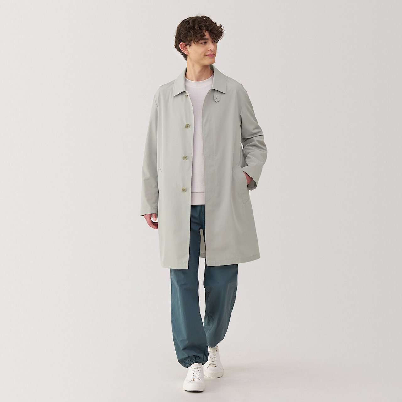 Men's Recycled Polyester Water‐Repellent Collar Coat | MUJI