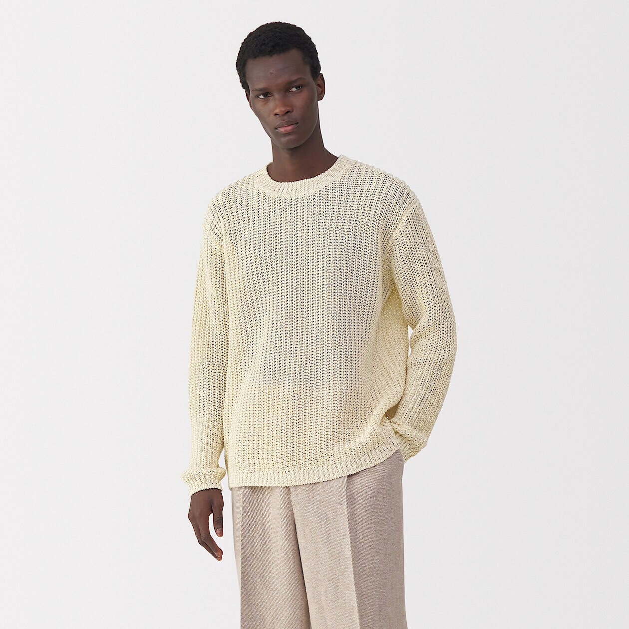 Men's Cotton Chunky Knit Jumper MUJI - Main Image