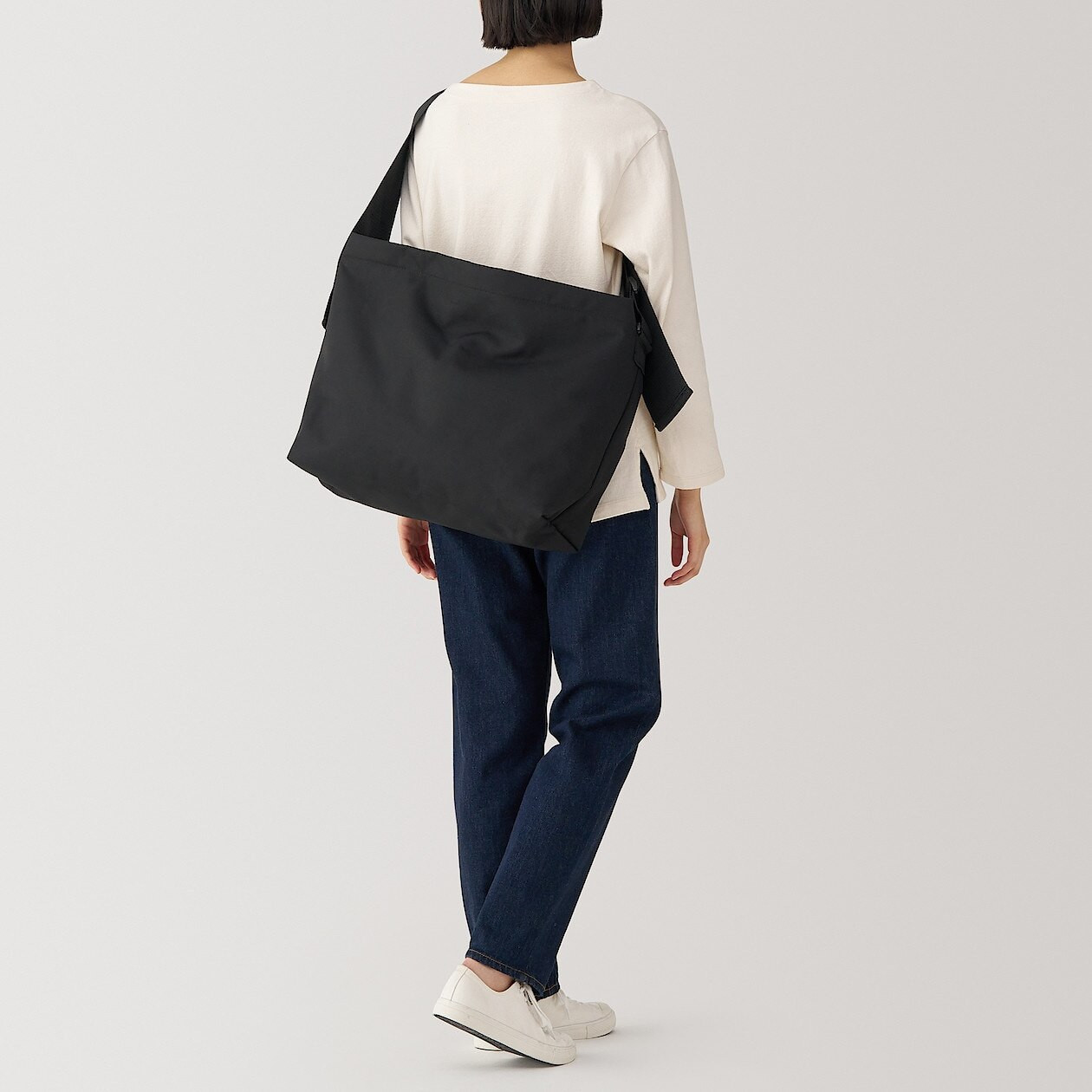 Water‐Resistant Square Shoulder Bag with Wide Strap MUJI