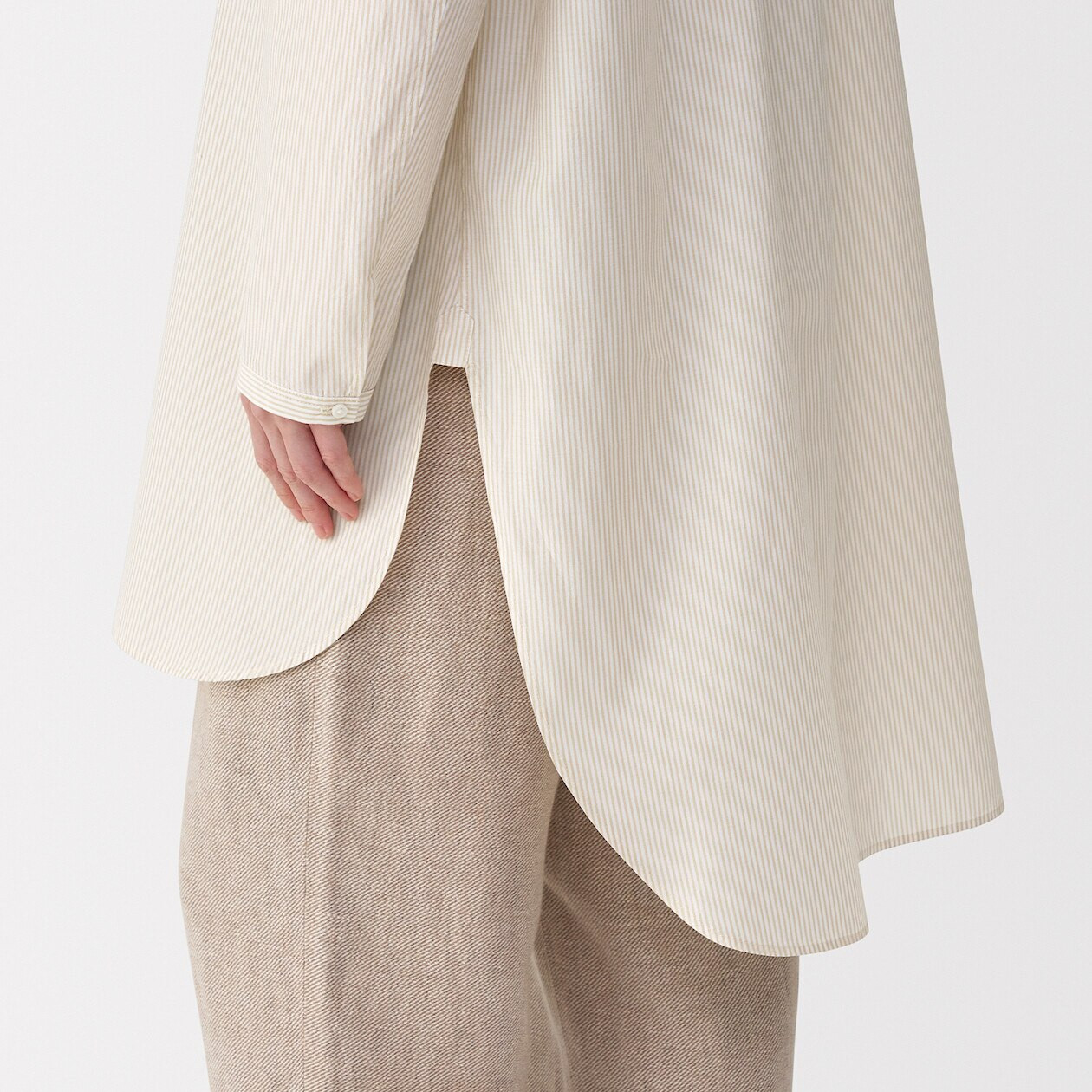 Women's Cotton and Silk Bib Front Tunic ‐ Stripe | MUJI