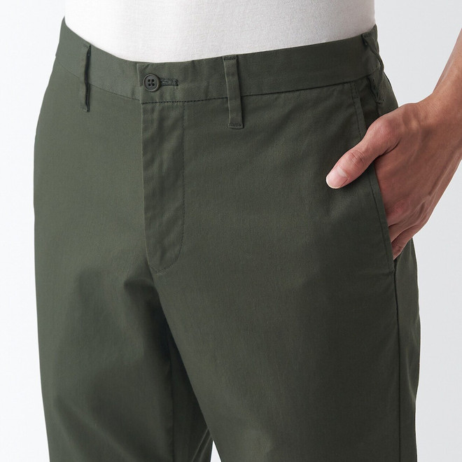 Men``s Stretch Chino Sim Trousers Regular Leg Length Dark Green 19232..