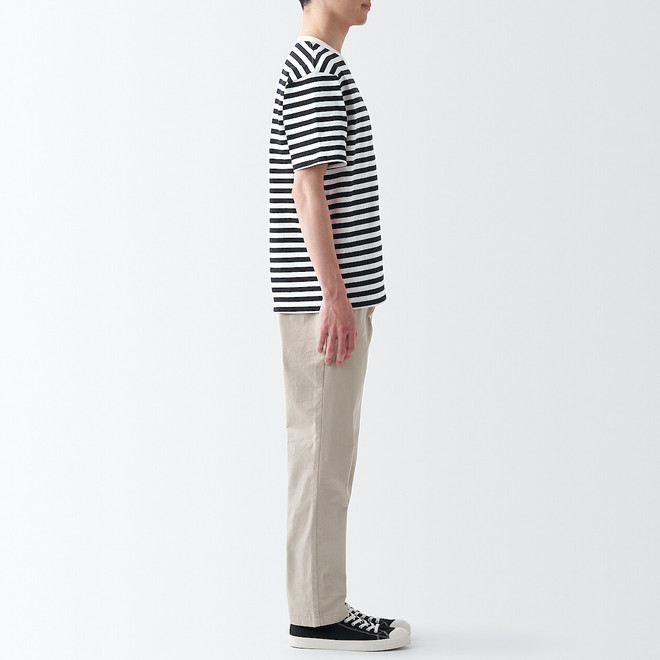 Men's Thick Jersey Short Sleeve T‐shirt Black Stripes