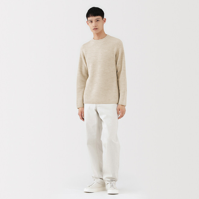 Merinoull Ribbstickad Armbågslapp Crew Neck Jumper - Herr