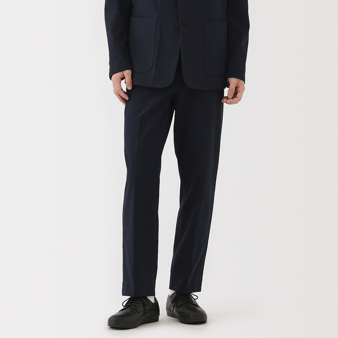 Herrbyxor med stretch och borstad passform, veckade