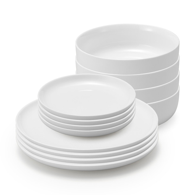 Zestaw 12-częściowej białej zastawy stołowej do codziennego użytku