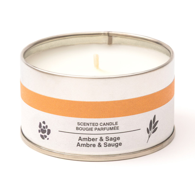 Amber and Sage Tin Candle