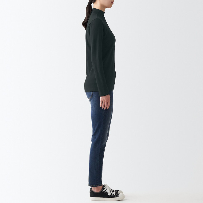 Women's Stretch Ribbed High Neck T‐shirt