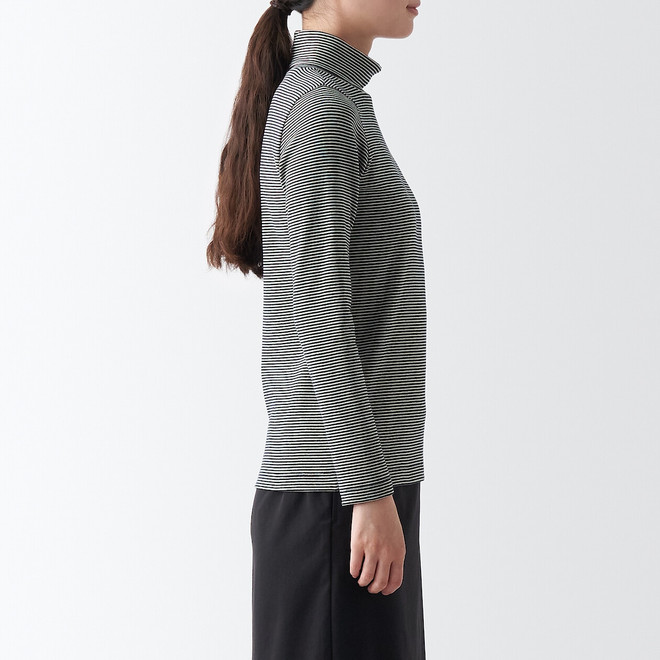 Women's Stretch Ribbed Turtle Neck T‐shirt