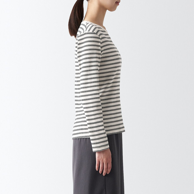 Women's Ribbed Crewt Neck Long Sleeve T‐shirt