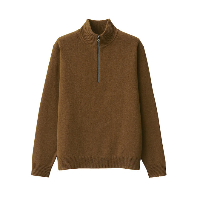 Men's Wool Zip Neck Jumper