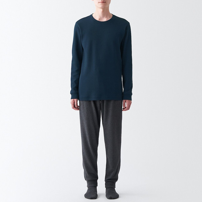 Men's Cotton and Wool Crew Neck Long Sleeve T‐shirt