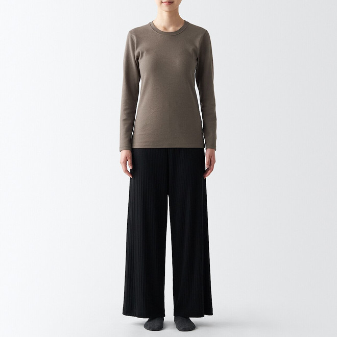 Cotton and Wool Crew Neck Long Sleeve T‐shirt