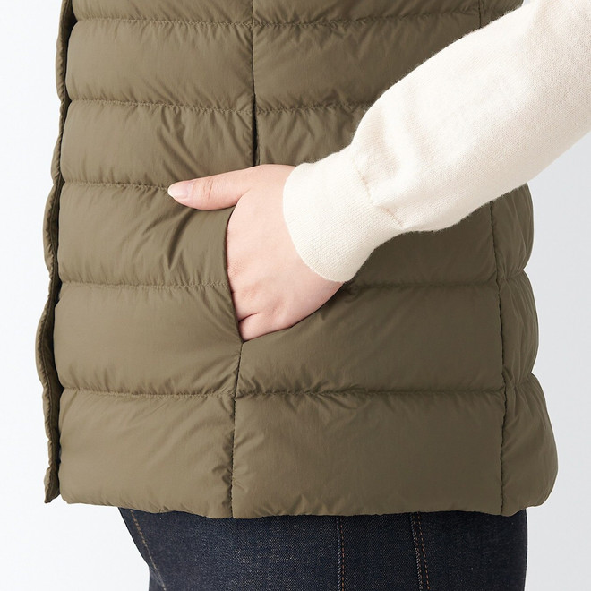 Women's Recycled Nylon Lightweight Collarless Down Gilet AW22.