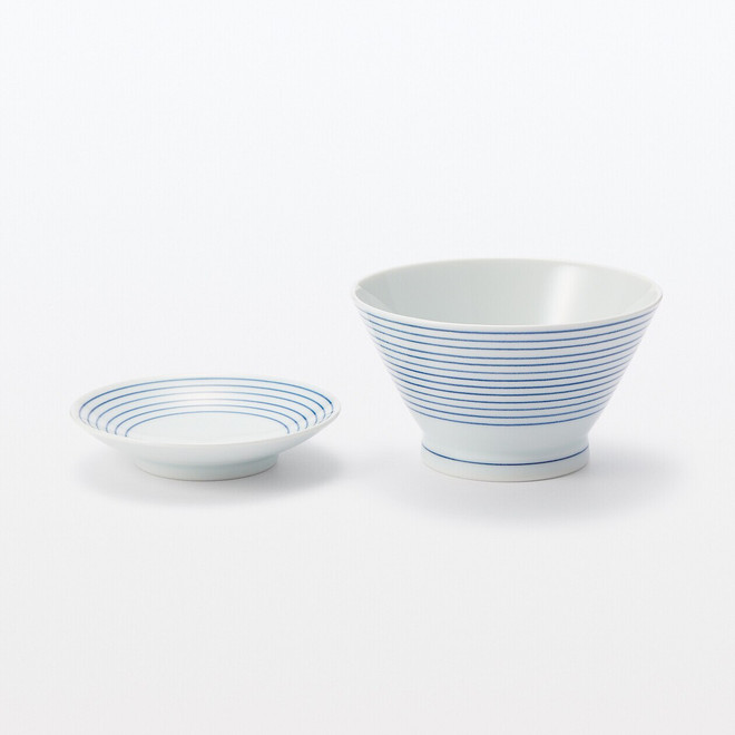 Hasami Ware Porcelain Rice Bowl‐ Stripe