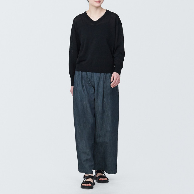 Women's Linen Blend Wide Leg Trousers