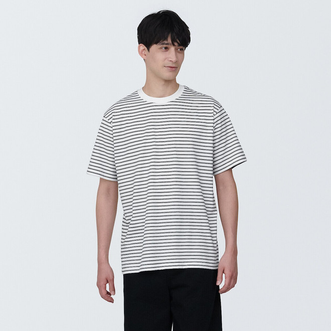 Men's Jersey Crew Neck Short Sleeve T‐shirt‐ Stripe
