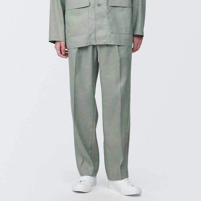 Pantalon droit à plis en chanvre pour hommes 19098