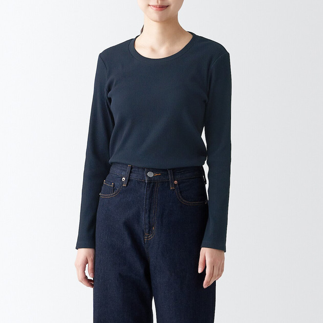 Women's Cotton Stretch Crew Neck Long‐Sleeve T‐Shirt