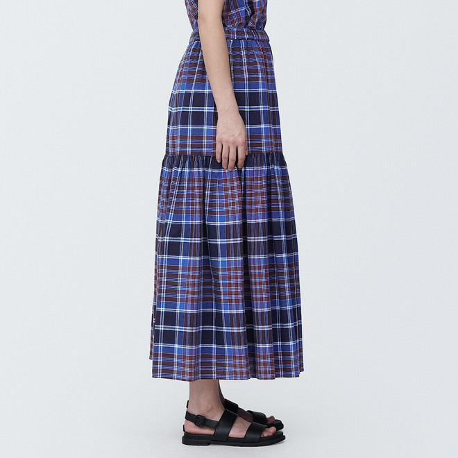 Women's Madras Check Frill Skirt