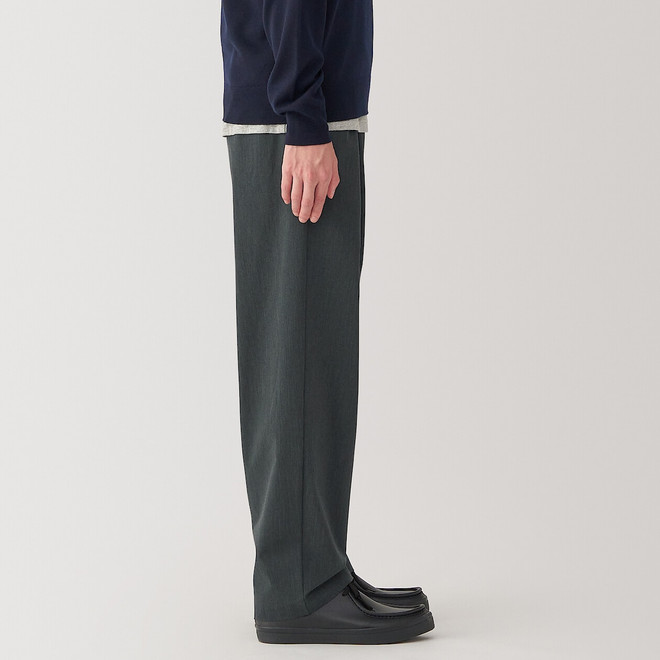 Men's Easy Fit Pleat Wide Leg Trousers