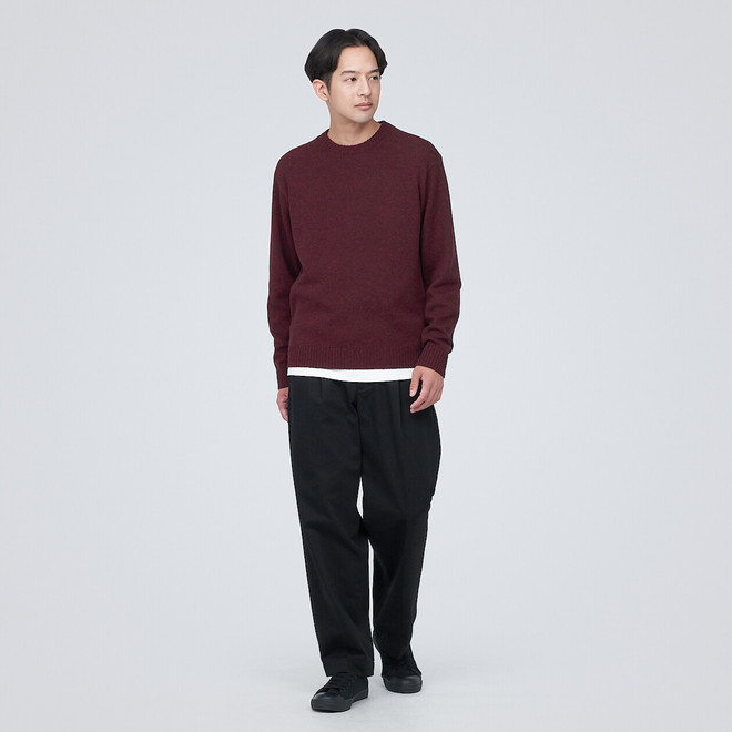 Chandail à col ras du cou en laine à mailles moyennes pour hommes 18736