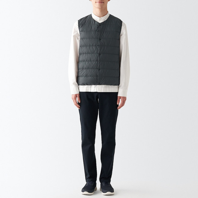 Men's Recycled Nylon Lightweight Collarless Pocketable Down Gilet