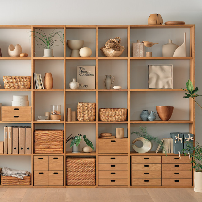 Oak Cube Shelving Unit ‐ 5 x 3