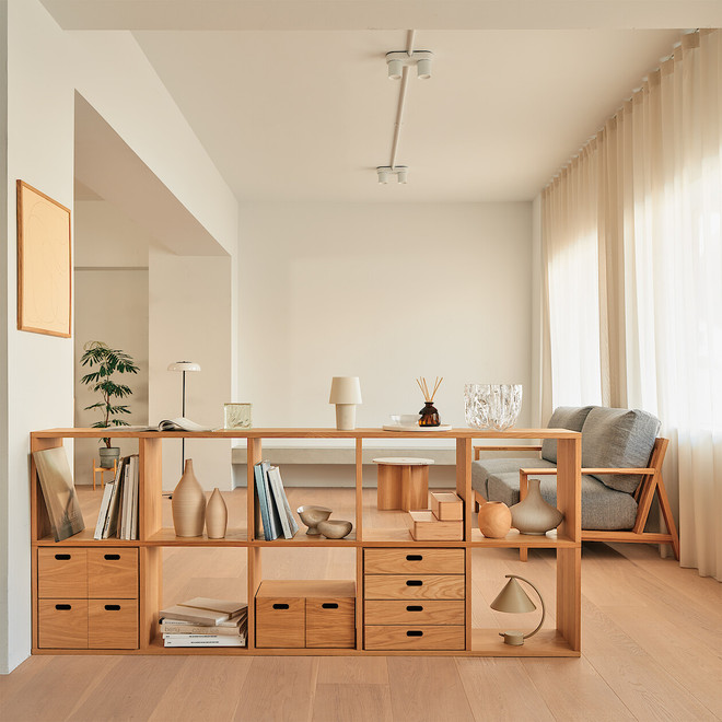 Oak Cube Shelving Unit ‐ 5 x 2