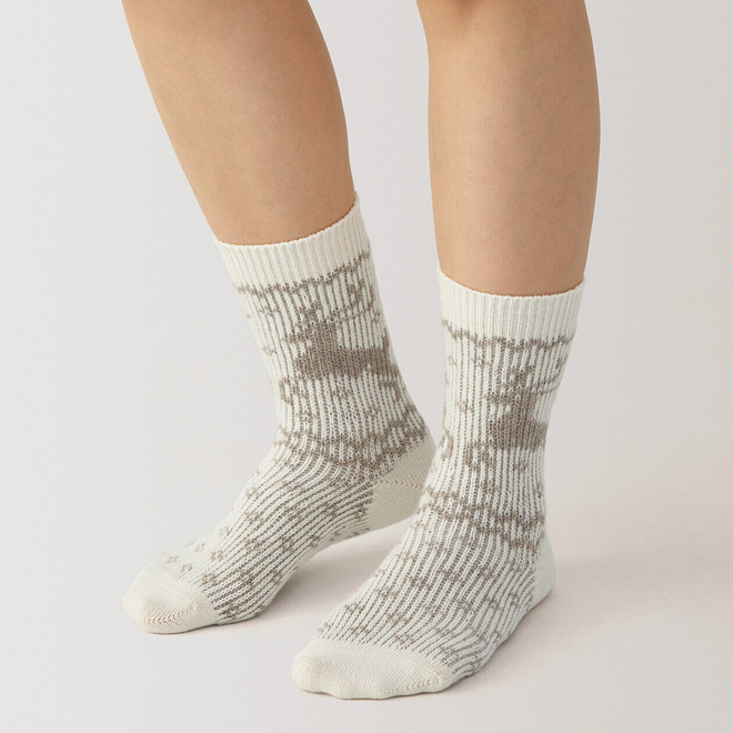 Dames sokken met rechte hoek en losse bovenkant van wolmix