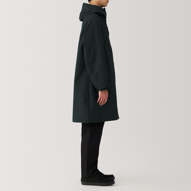 Men's Water‐Repellent Cotton Blend Hooded Coat | MUJI