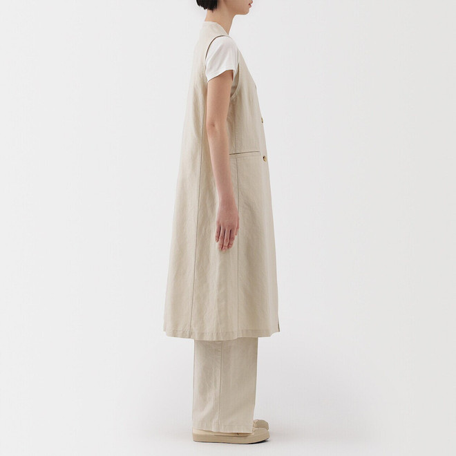 Hanfmischung Twill Langarmweste für Damen