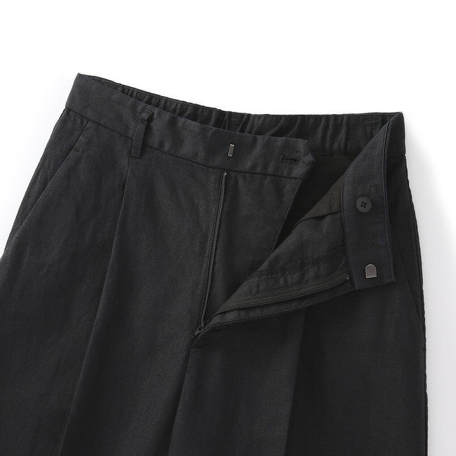 Women's Hemp Blend Twill Pleated Wide Leg Trousers